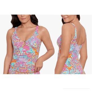 Lauren Ralph Lauren Amara Patchwork Ring Over-The-Shoulder Underwire Tankini Top